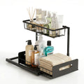 Artiss Under Sink Organizer Storage L Shape 1 Pull Out Drawers Kitchen Cabinet Shelf USS-A-IRON-BK