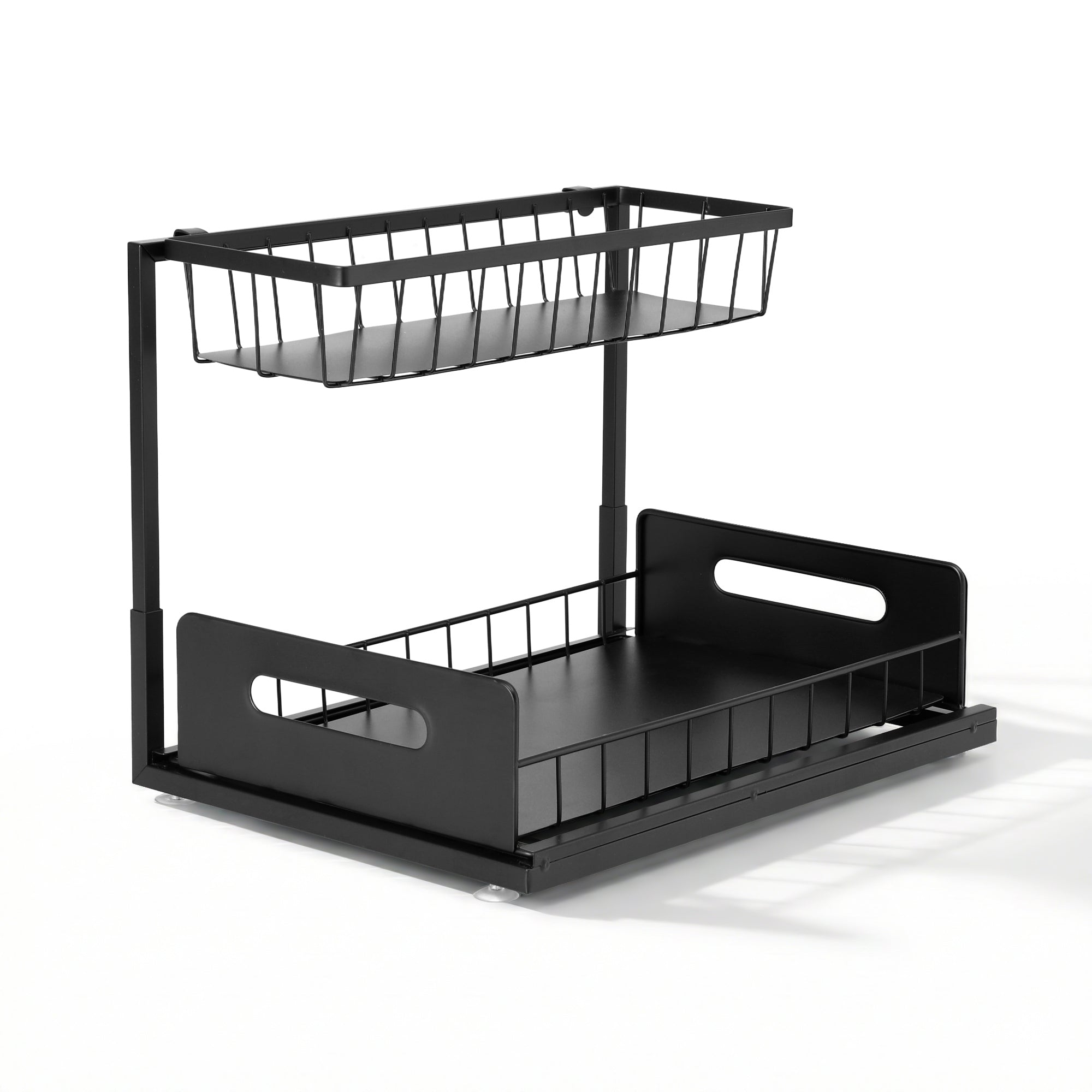 Artiss Under Sink Organizer Storage L Shape 1 Pull Out Drawers Kitchen Cabinet Shelf USS-A-IRON-BK