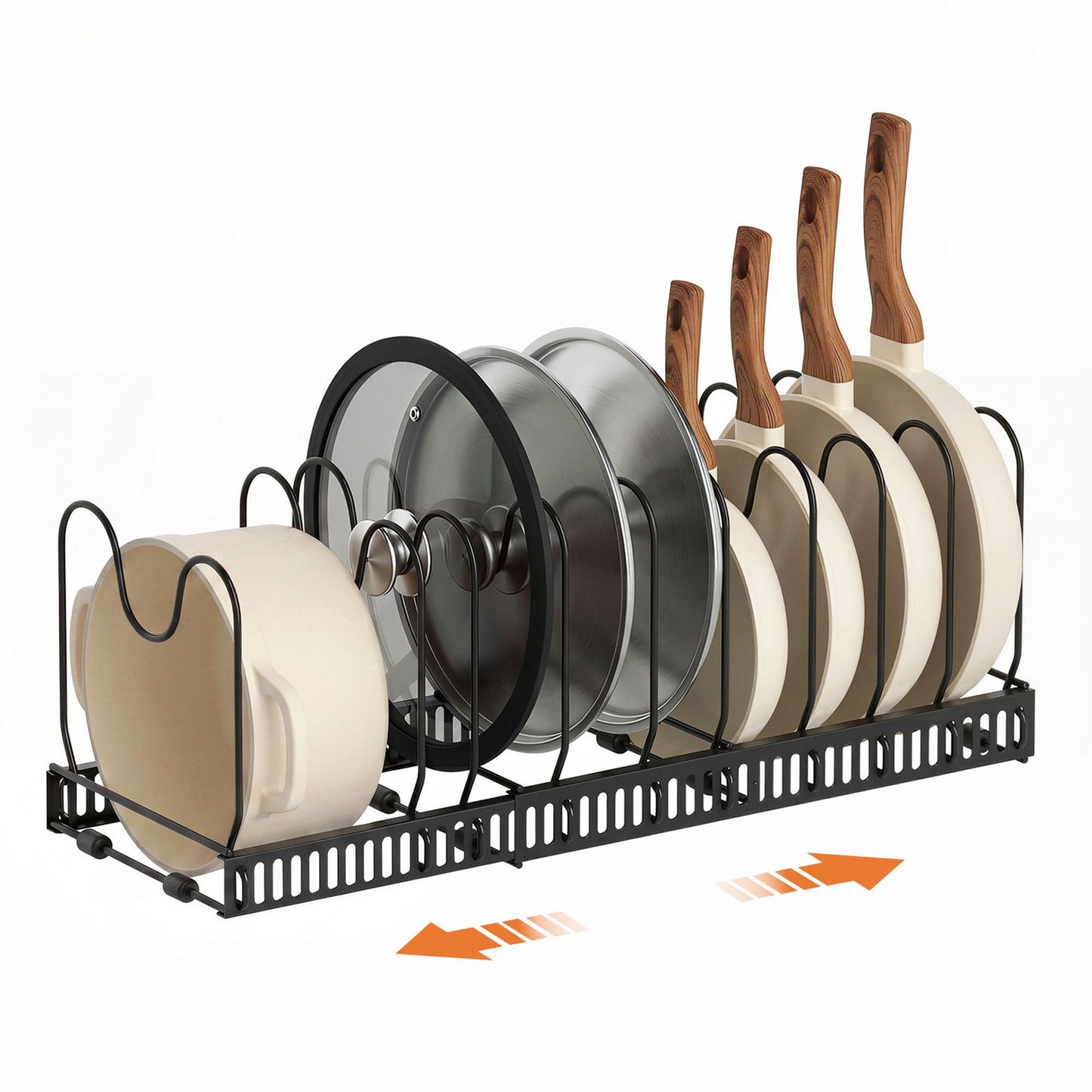 Artiss Expandable Pots and Pans Organizer Rack Cookware Holder Kitchen Cabinet Rack USS-A-PAN-BK