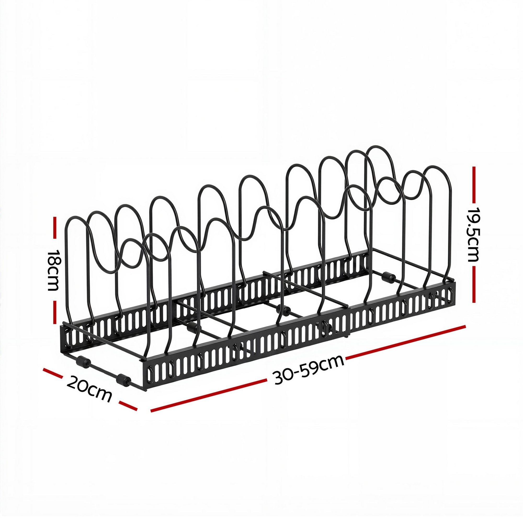 Artiss Expandable Pots and Pans Organizer Rack Cookware Holder Kitchen Cabinet Rack USS-A-PAN-BK