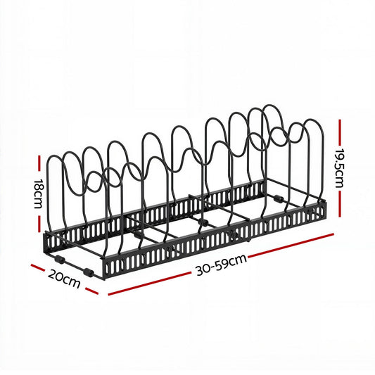 Artiss Expandable Pots and Pans Organizer Rack Cookware Holder Kitchen Cabinet Rack USS-A-PAN-BK