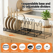 Artiss Expandable Pots and Pans Organizer Rack Cookware Holder Kitchen Cabinet Rack USS-A-PAN-BK