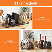 Artiss Expandable Pots and Pans Organizer Rack Cookware Holder Kitchen Cabinet Rack USS-A-PAN-BK