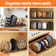 Artiss Expandable Pots and Pans Organizer Rack Cookware Holder Kitchen Cabinet Rack USS-A-PAN-BK