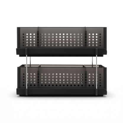 Artiss Under Sink Organizer 2 Tier Pull Out Drawer with Removable Baskets & Divider USS-A-PP-BK