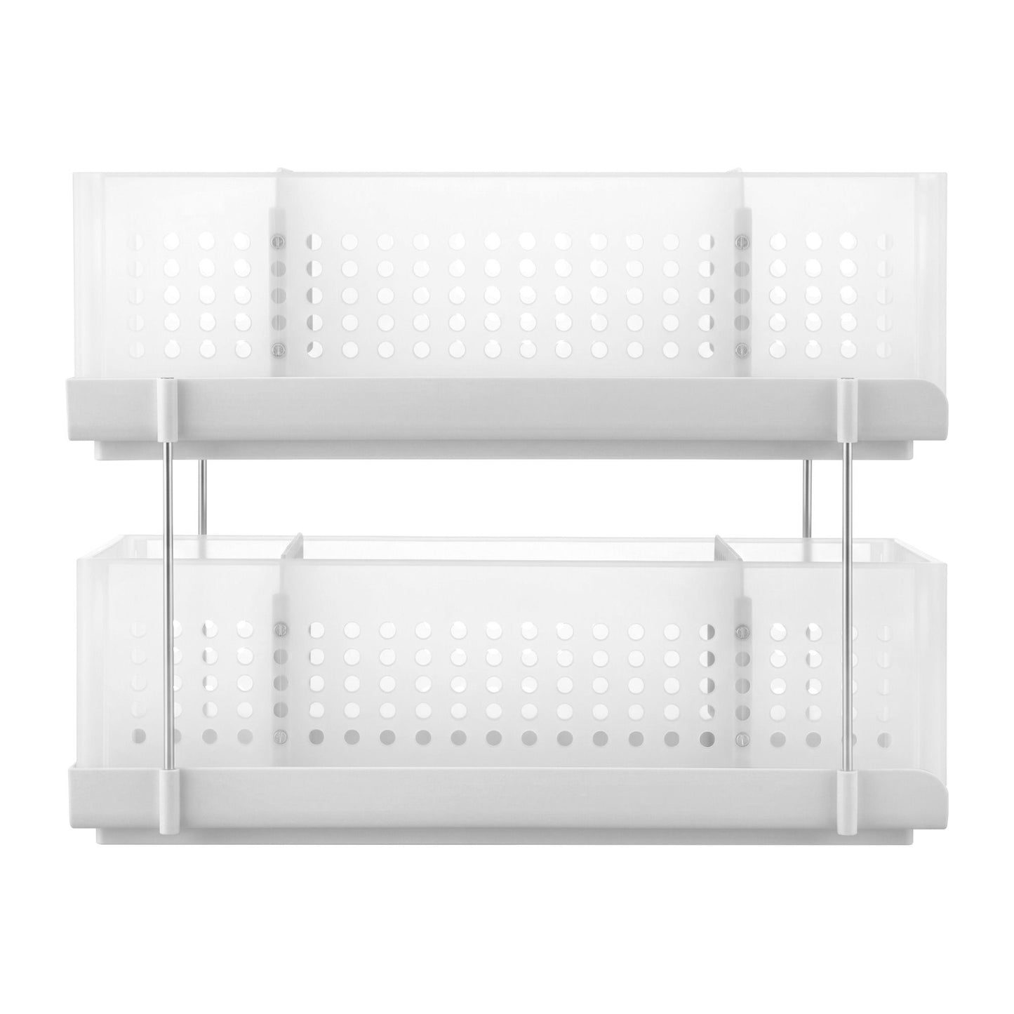 Artiss Under Sink Organizer 2 Tier Pull Out Drawer with Removable Baskets & Divider White USS-A-PP-WH