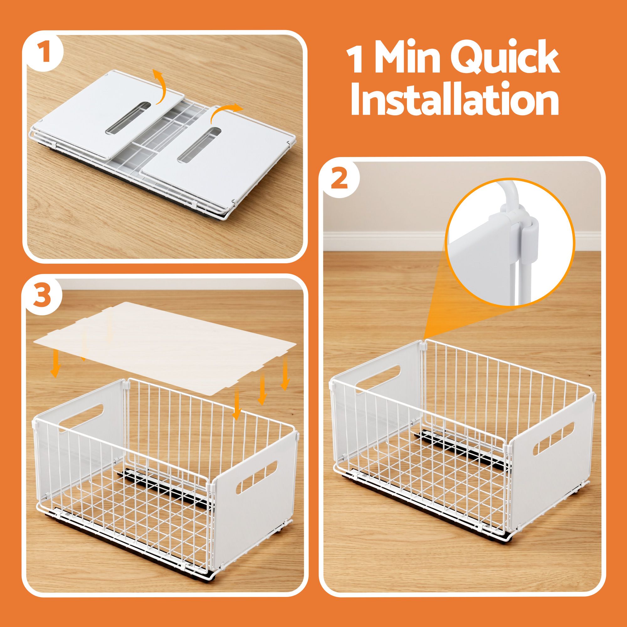 Artiss 4 Pack Pull out Drawers for Cabinets Foldable Slide Out Drawers USS-A-PULL-IR