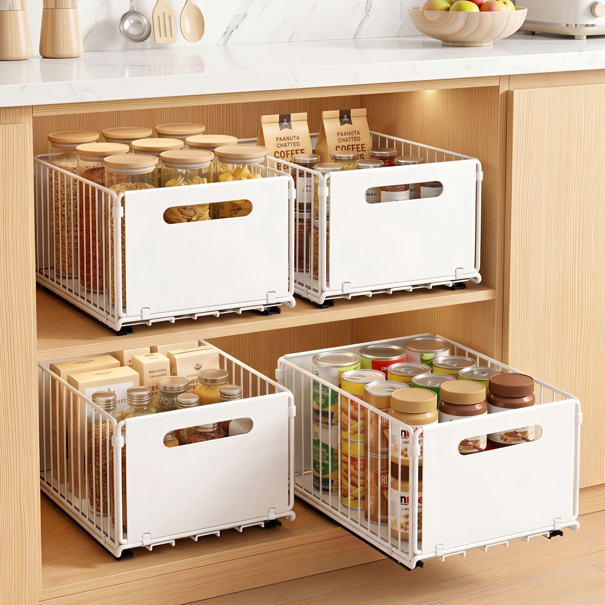 Artiss 4 Pack Pull out Drawers for Cabinets Foldable Slide Out Drawers USS-A-PULL-IR