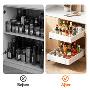 Artiss 2 Pack Pull Out Drawers for Cabinets Expandable Cabinet Organizer White USS-A-PULL-PL-WH