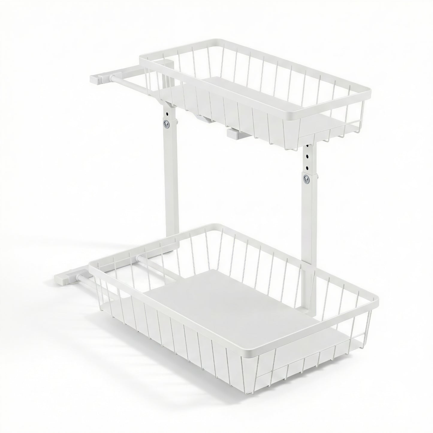 Artiss Under Sink Organizer Storage with 2 Slide Out Drawers 5 Adjustable Height Bathroom Kitchen Cabinet USS-A-STEEL-WH