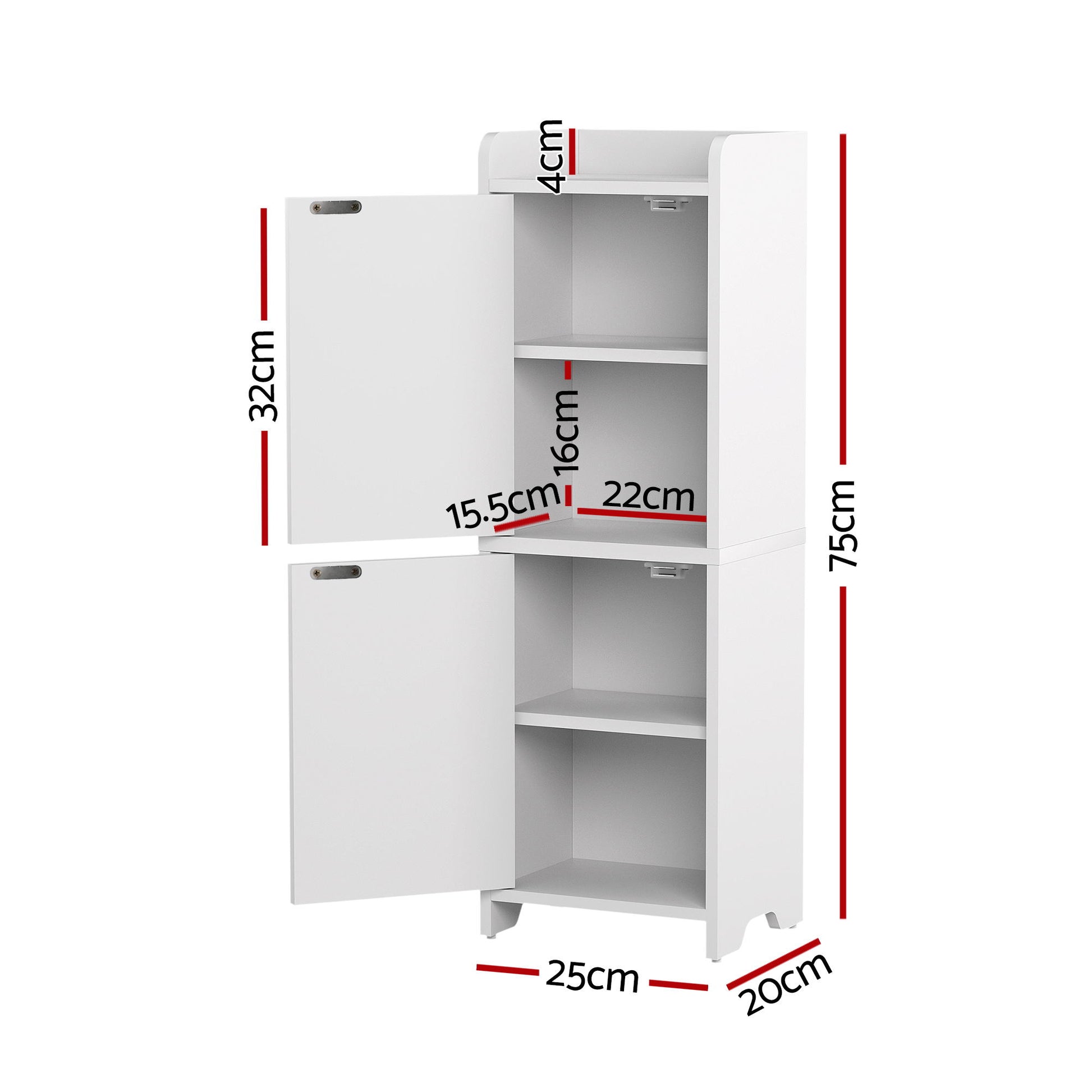 Artiss Bathroom Storage Cabinet 2-Tier Slim Toilet Organizer Adjustable White FURNI-N-BATH-AZ02-WH