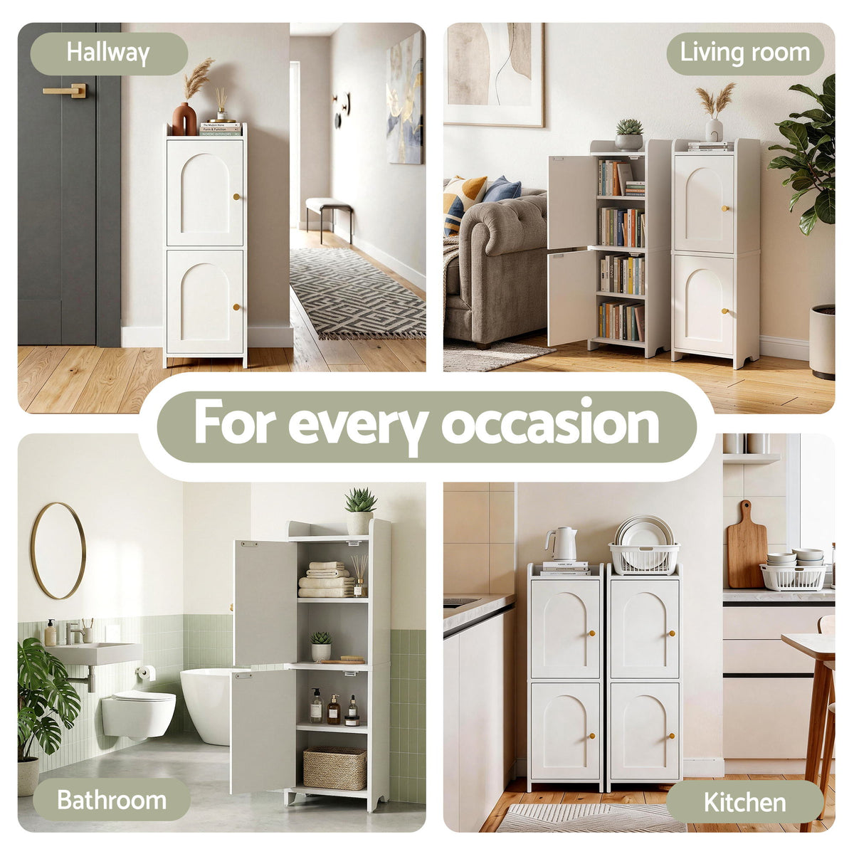 Artiss Bathroom Storage Cabinet 2-Tier Slim Toilet Organizer Adjustable White FURNI-N-BATH-AZ02-WH