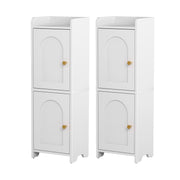 Artiss 2x Bathroom Storage Cabinet 2-Tier Slim Toilet Organizer Adjustable White FURNI-N-BATH-AZ02-WHX2