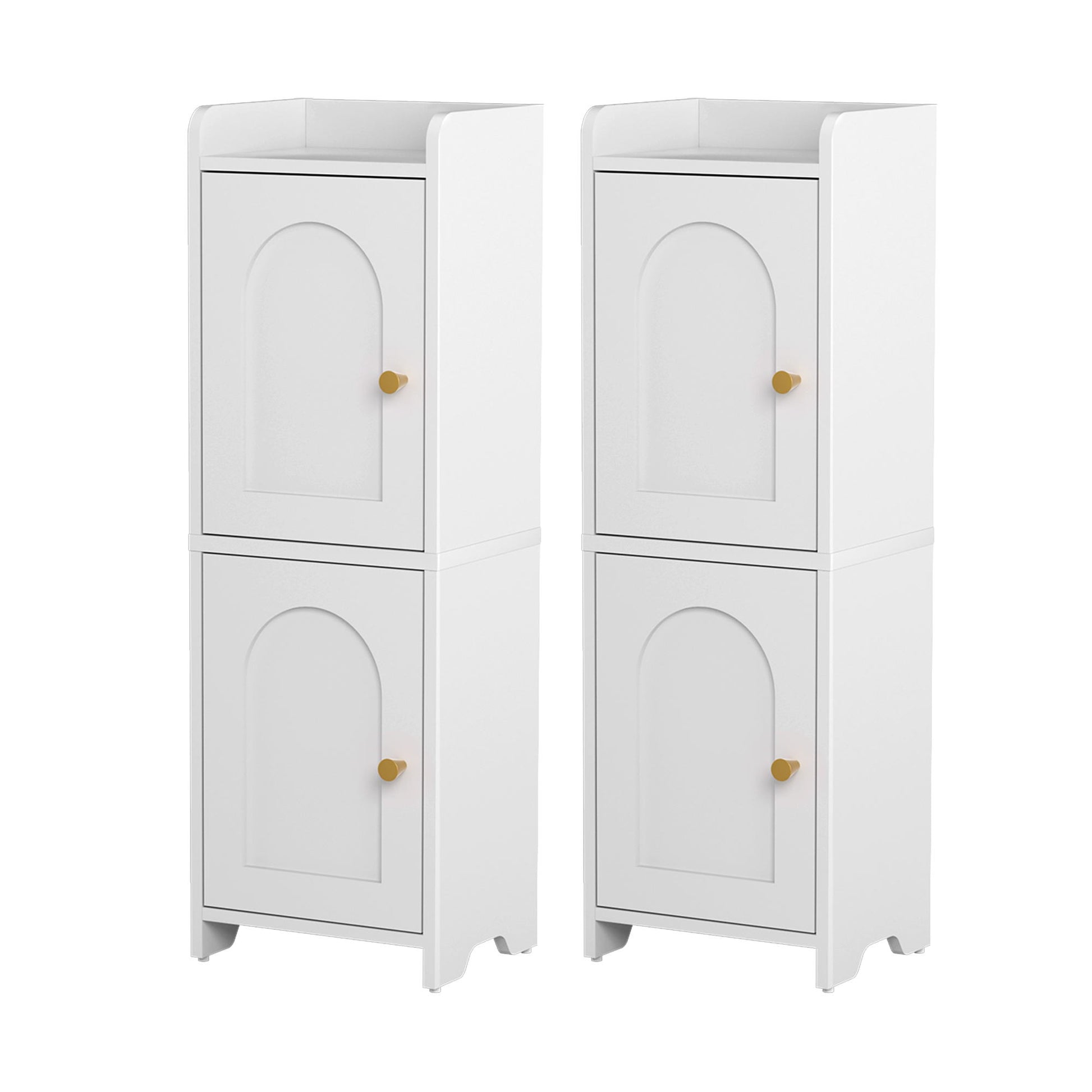 Artiss 2x Bathroom Storage Cabinet 2-Tier Slim Toilet Organizer Adjustable White FURNI-N-BATH-AZ02-WHX2