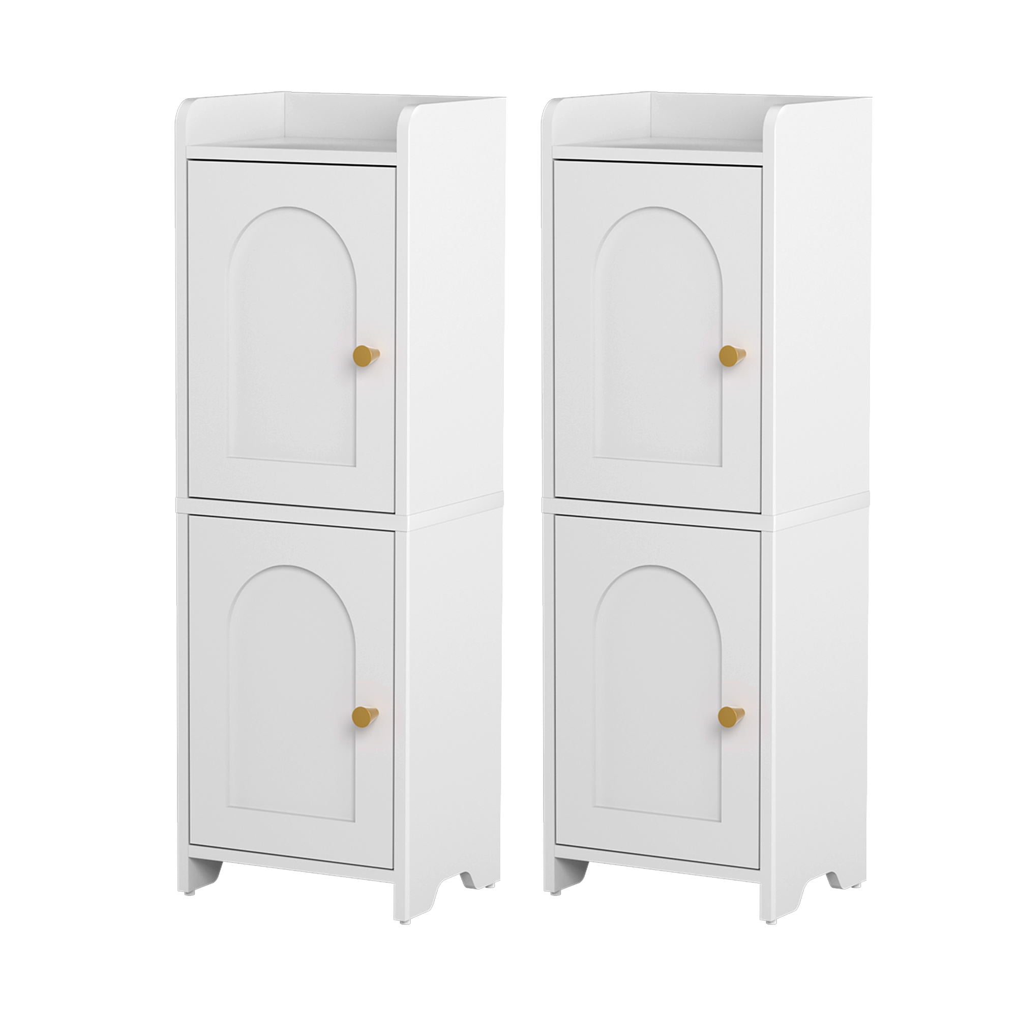 Artiss 2x Bathroom Storage Cabinet 2-Tier Slim Toilet Organizer Adjustable White FURNI-N-BATH-AZ02-WHX2