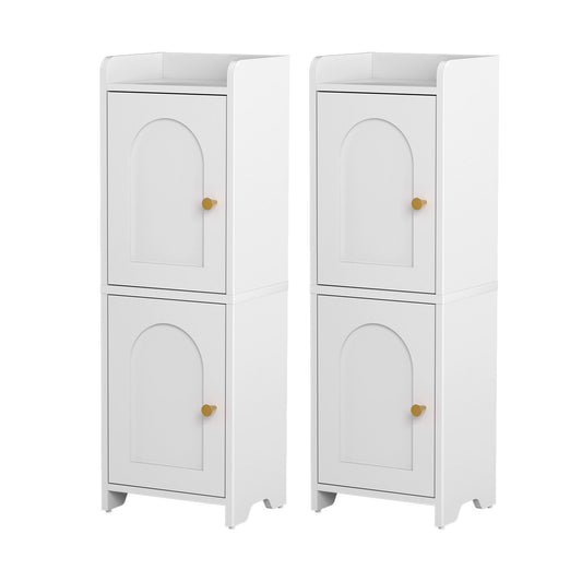 Artiss 2x Bathroom Storage Cabinet 2-Tier Slim Toilet Organizer Adjustable White FURNI-N-BATH-AZ02-WHX2