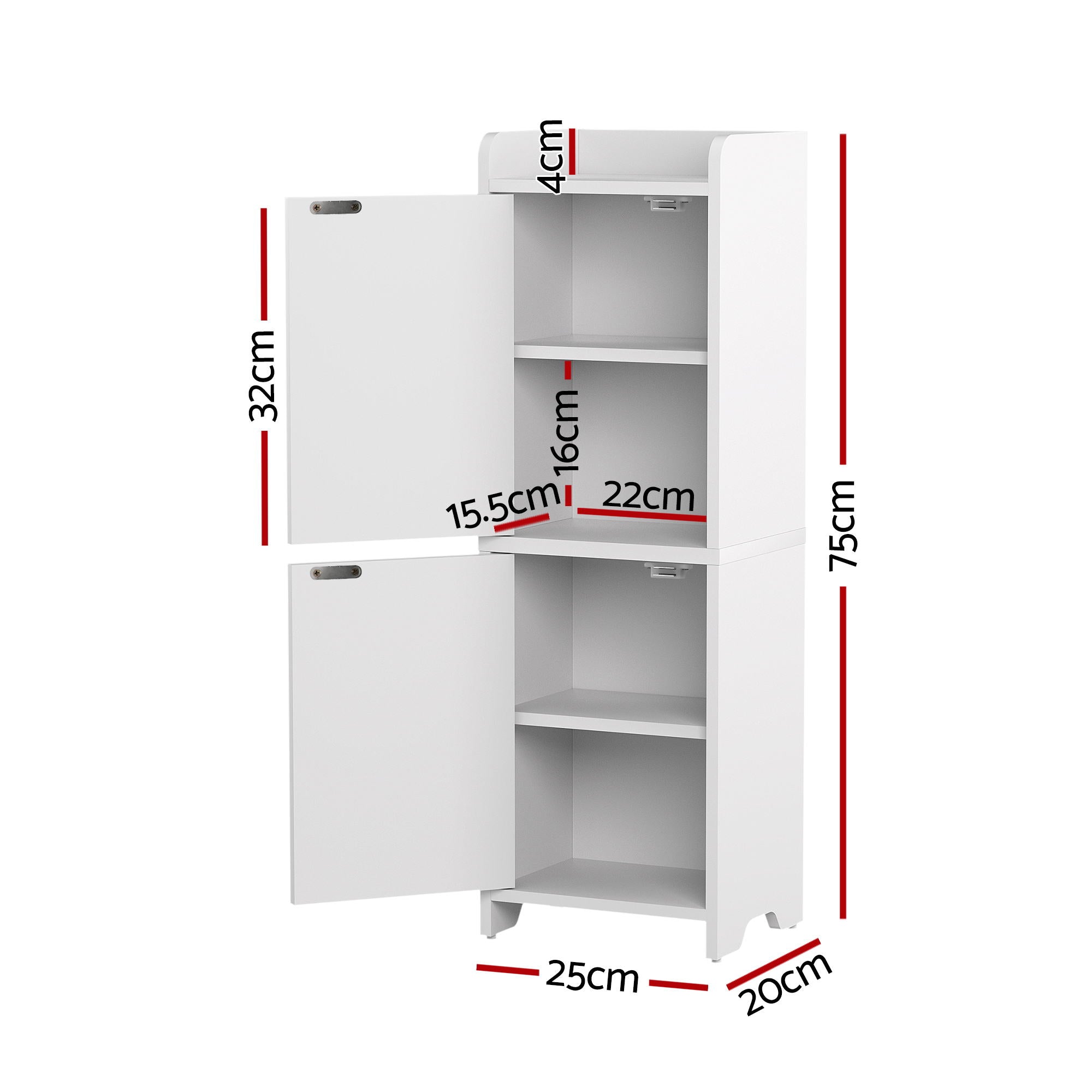 Artiss 2x Bathroom Storage Cabinet 2-Tier Slim Toilet Organizer Adjustable White FURNI-N-BATH-AZ02-WHX2