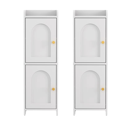 Artiss 2x Bathroom Storage Cabinet 2-Tier Slim Toilet Organizer Adjustable White FURNI-N-BATH-AZ02-WHX2