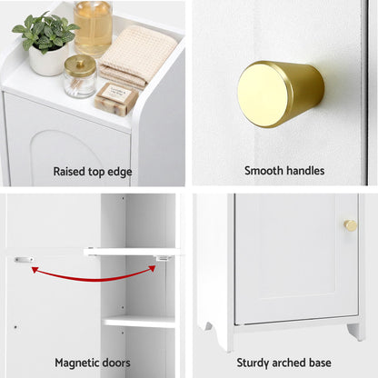 Artiss 2x Bathroom Storage Cabinet 2-Tier Slim Toilet Organizer Adjustable White FURNI-N-BATH-AZ02-WHX2