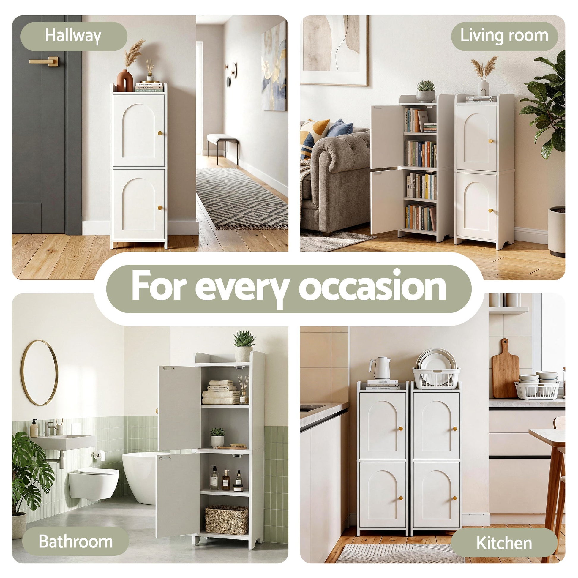 Artiss 2x Bathroom Storage Cabinet 2-Tier Slim Toilet Organizer Adjustable White FURNI-N-BATH-AZ02-WHX2