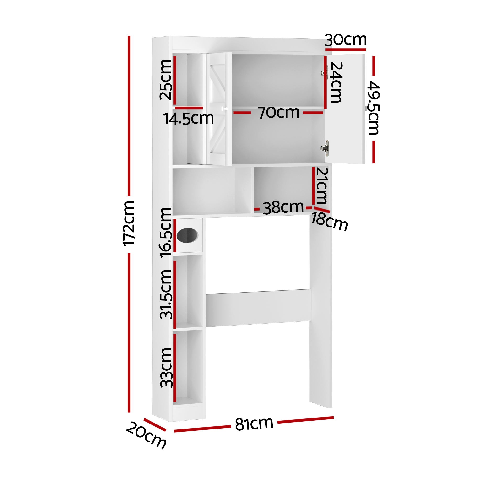 Artiss Bathroom Storage Cabinet Over The Toilet Organiser Laundry Shelf Holder FURNI-N-SAVE-172-WH