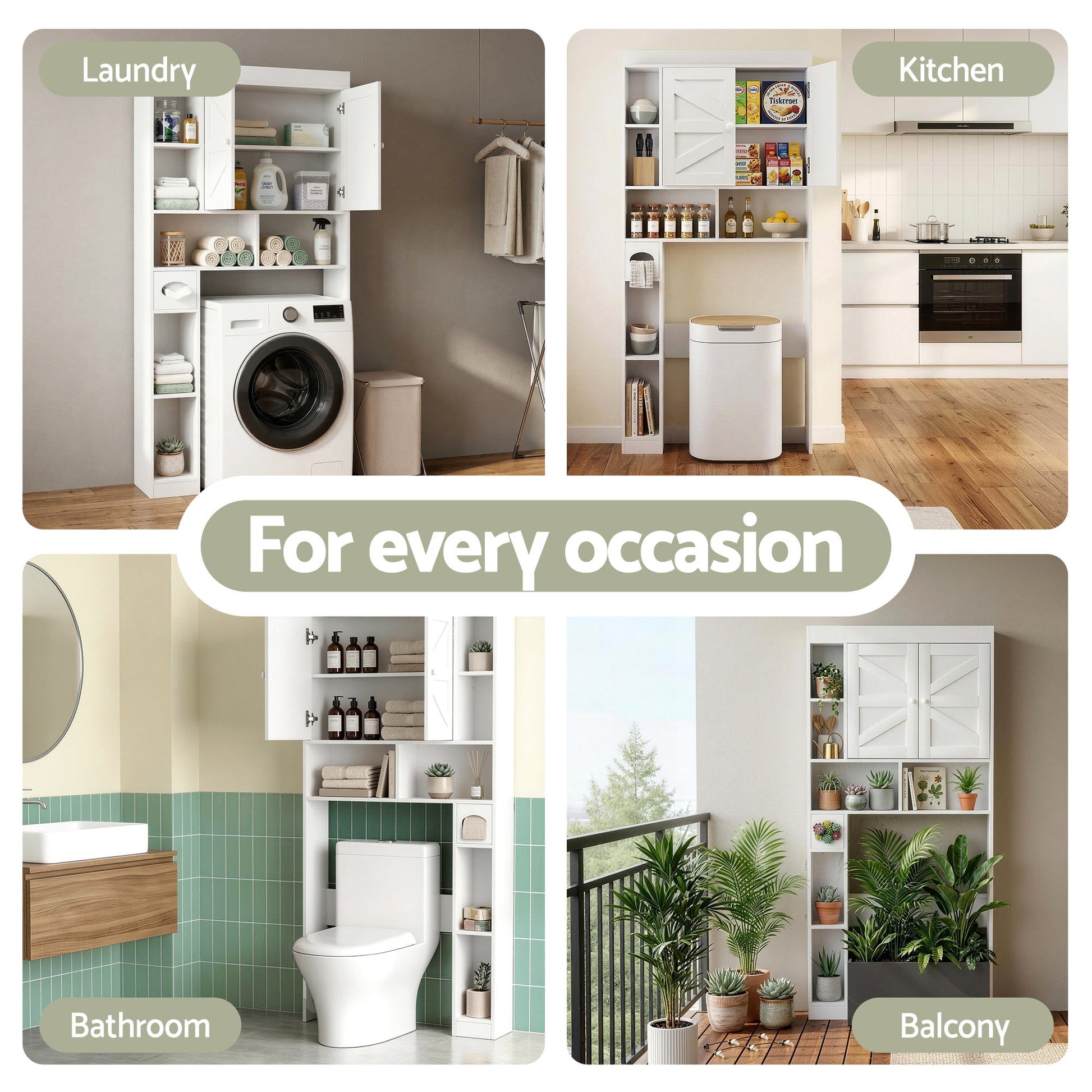 Artiss Bathroom Storage Cabinet Over The Toilet Organiser Laundry Shelf Holder FURNI-N-SAVE-172-WH
