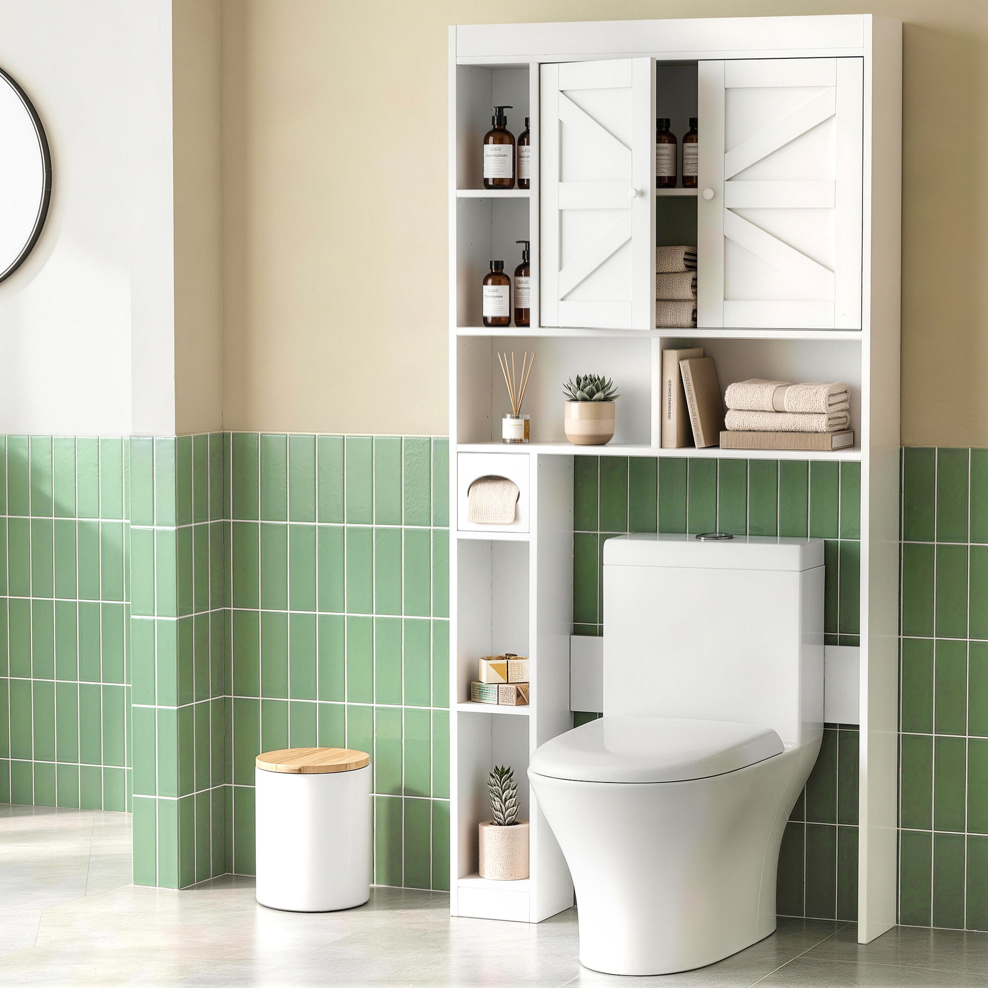 Artiss Bathroom Storage Cabinet Over The Toilet Organiser Laundry Shelf Holder FURNI-N-SAVE-172-WH