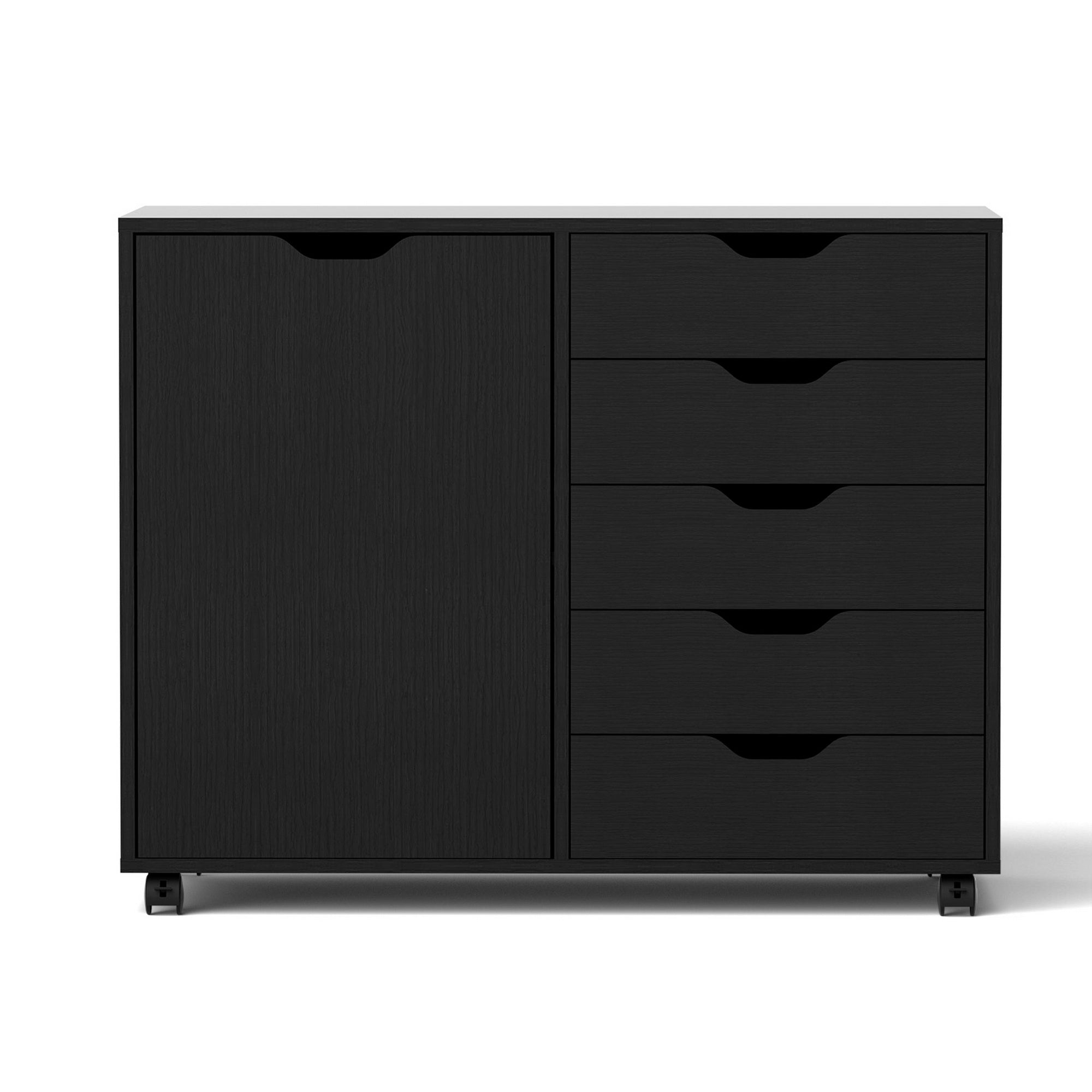 Artiss Mobile Filing Cabinet 5 Drawer with Door Modern Storage Cabinet Printer Stand FURNI-Q-FC-5D-BK
