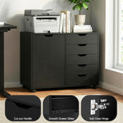 Artiss Mobile Filing Cabinet 5 Drawer with Door Modern Storage Cabinet Printer Stand FURNI-Q-FC-5D-BK