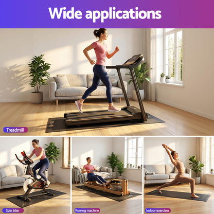 Everfit Exercise Equipment Mat Treadmill Floor Rug Home Gym Fitness Yoga 1.8M MAT-A-180-BK