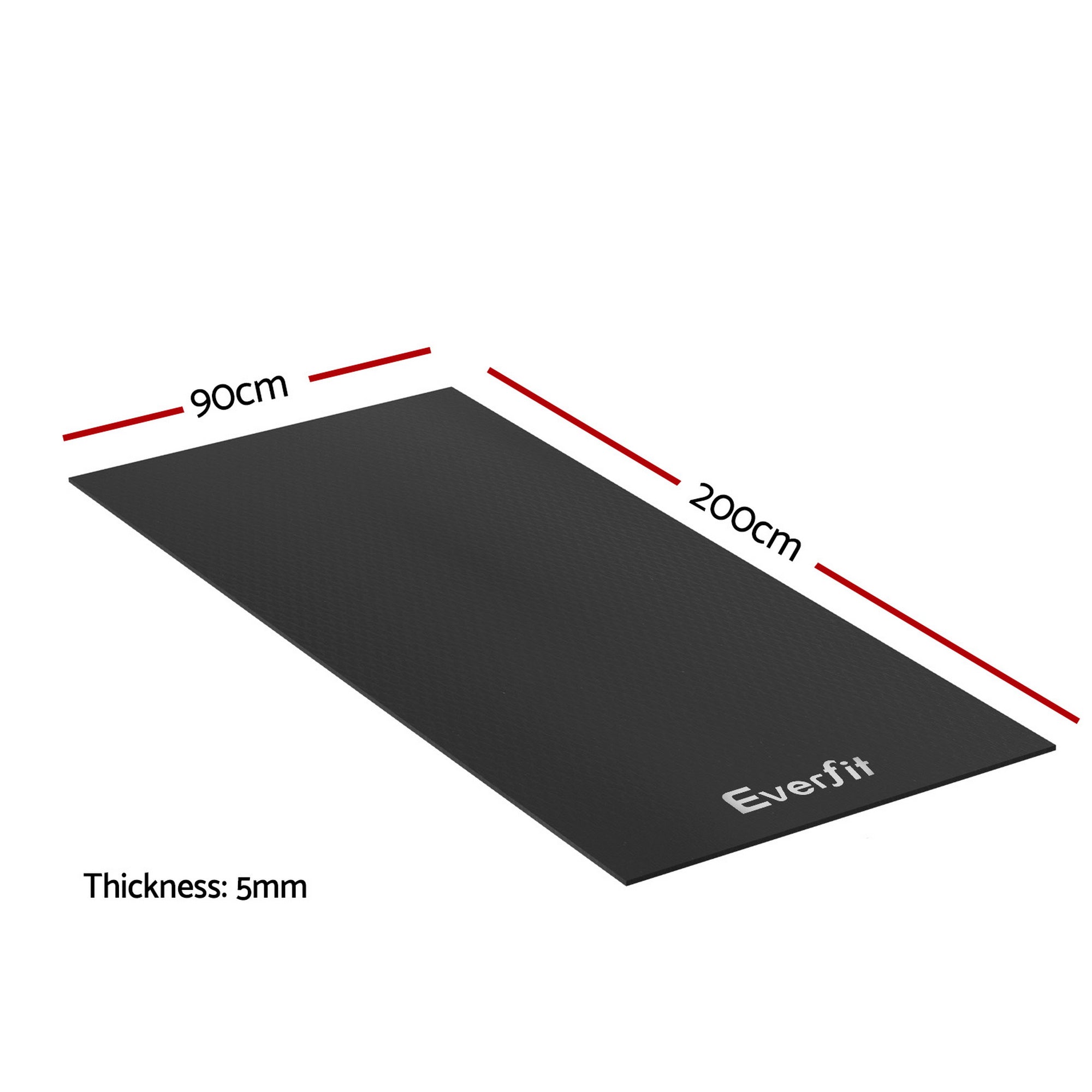 Everfit Exercise Equipment Mat Treadmill Floor Rug Home Gym Bike Fitness Yoga 2M MAT-A-200-BK