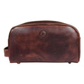 Leather Toiletry Bag for Men Leather Unisex Make-up Bag Travel Dopp Kit V1003-AARO-WB09