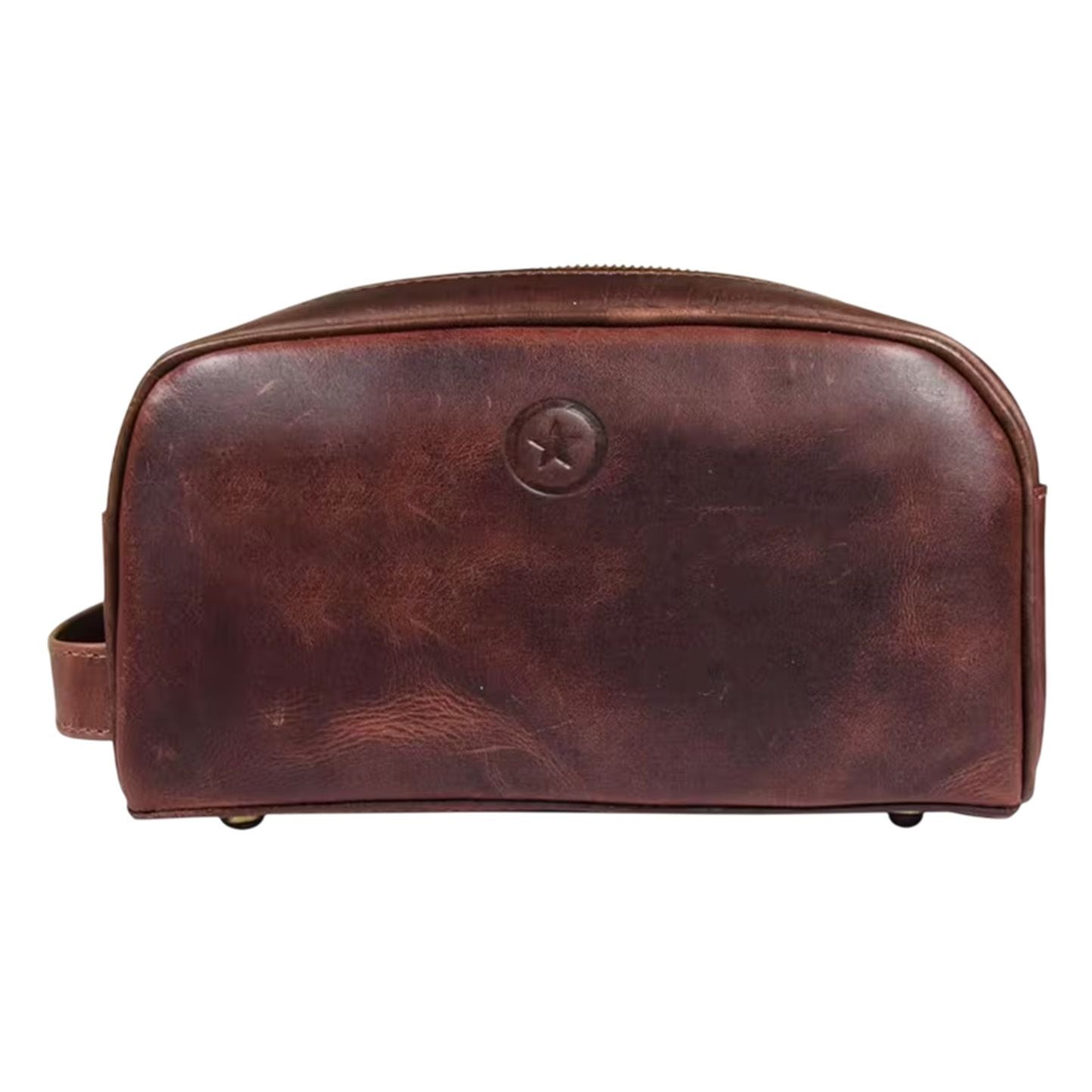 Leather Toiletry Bag for Men Leather Unisex Make-up Bag Travel Dopp Kit V1003-AARO-WB09