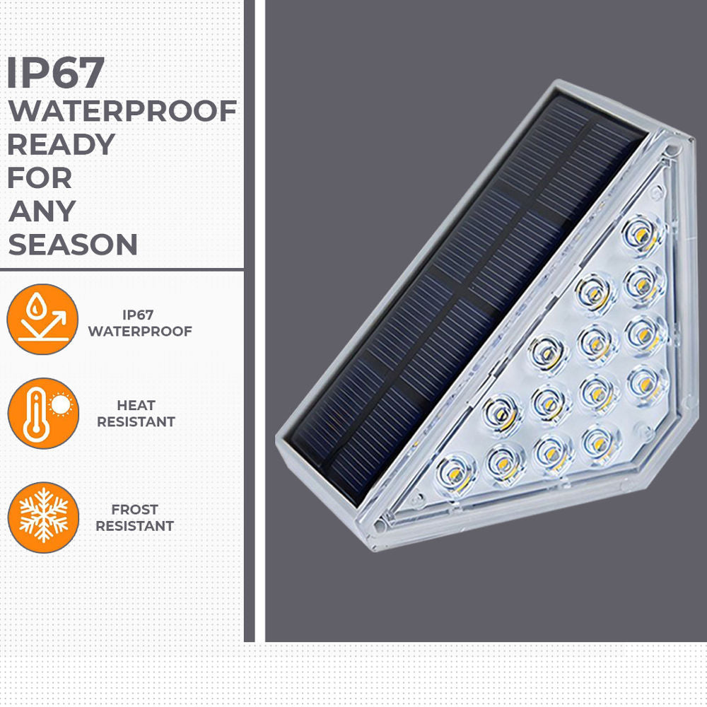 Dimnezz Solar Warm White Triangle Step Lights V1003-DMS101-SOSL80LM-WRMWHT-4PK