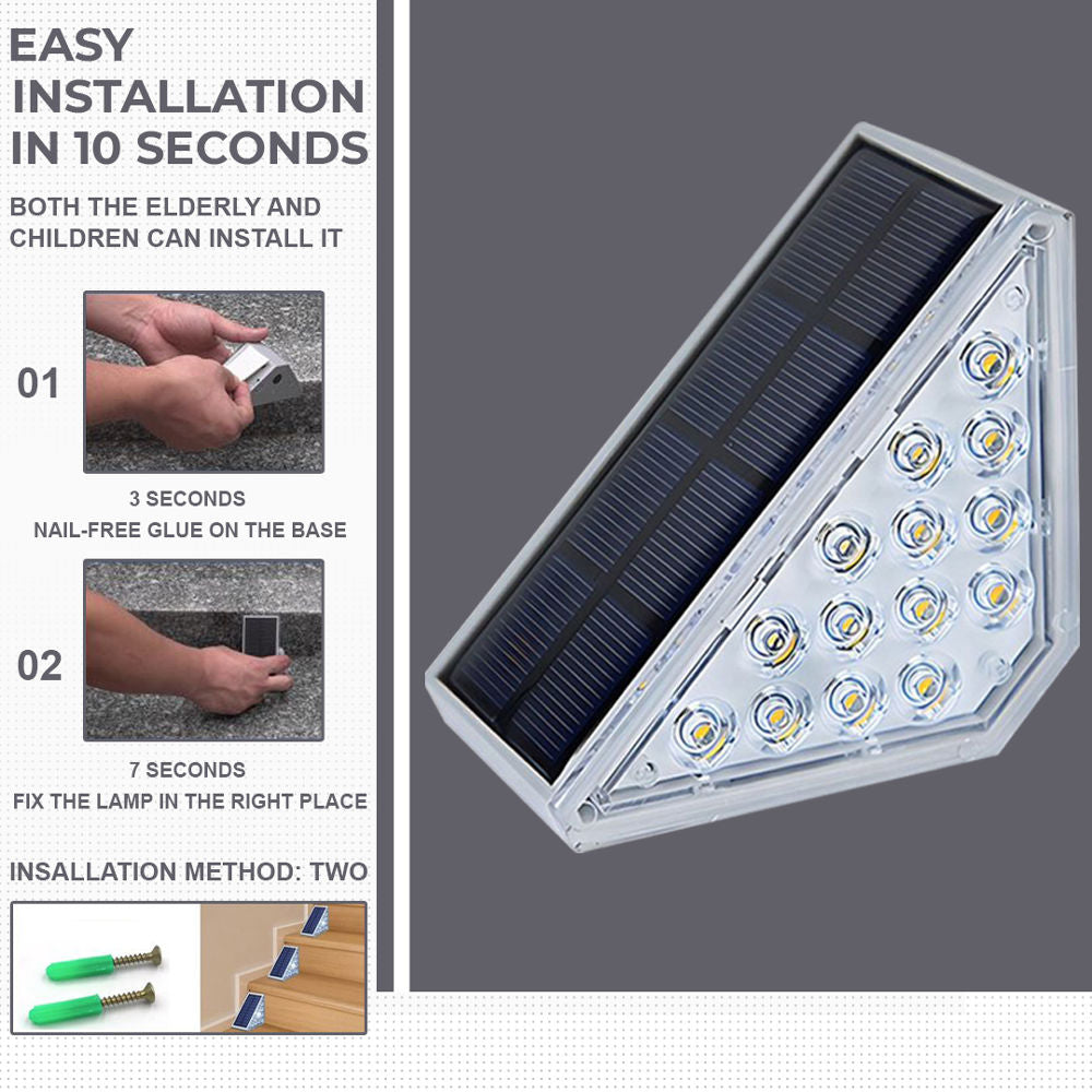 Dimnezz Solar Warm White Triangle Step Lights V1003-DMS101-SOSL80LM-WRMWHT-4PK