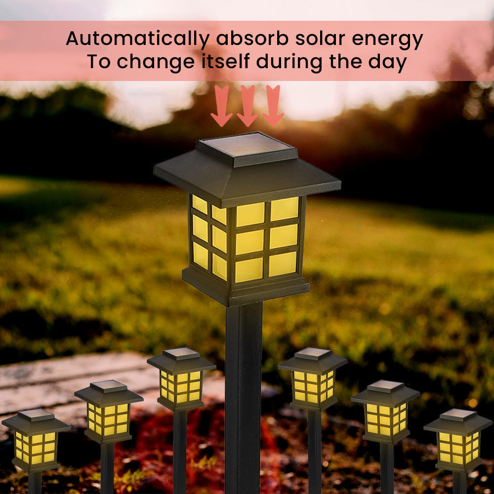 Dimnezz Solar Powered Waterproof LED Stake Lights V1003-DMS102-GRDSLO-BK-12PK
