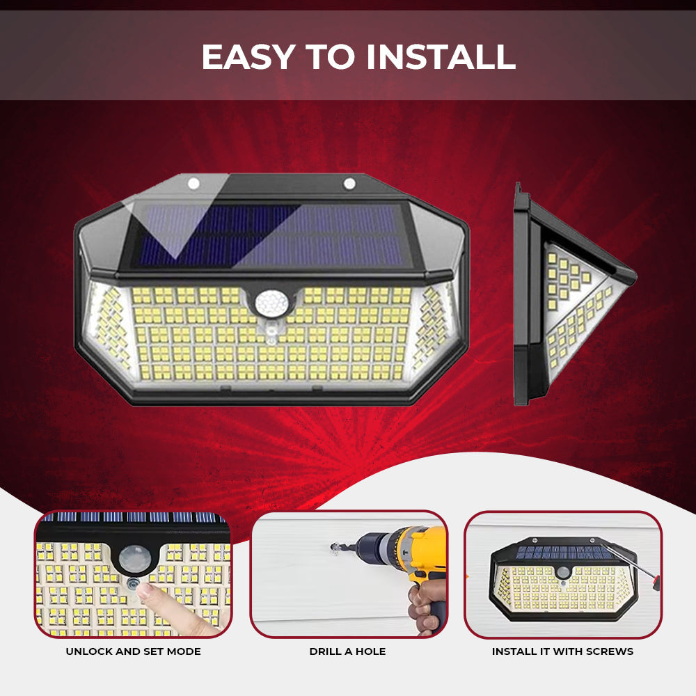 Dimnezz 5-Sided Human Induction Outdoor Garden LED Lamp V1003-DMS103-OSL120LED-BK-2PK