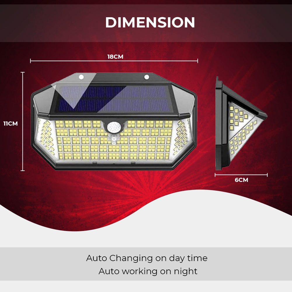 Dimnezz 5-Sided Human Induction Outdoor Garden LED Lamp V1003-DMS103-OSL120LED-BK-2PK
