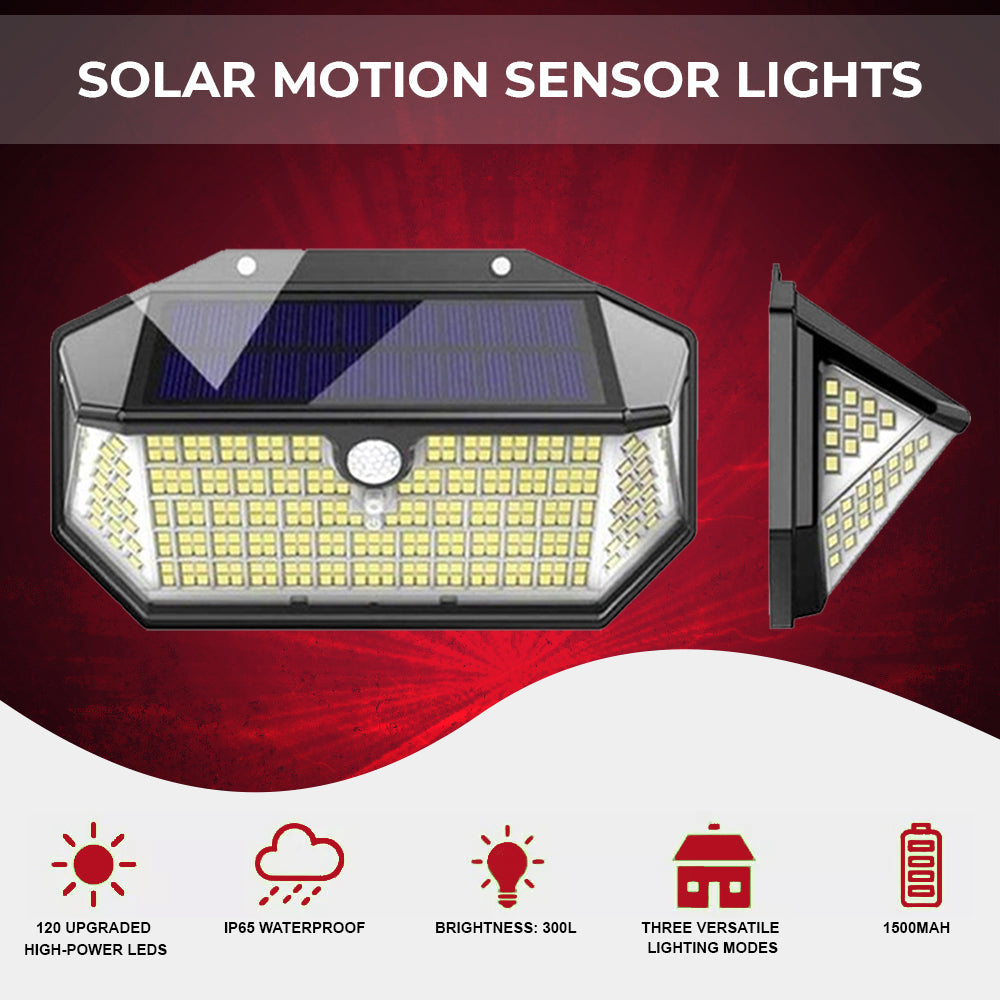 Dimnezz 5-Sided Human Induction Outdoor Garden LED Lamp V1003-DMS103-OSL120LED-BK-2PK