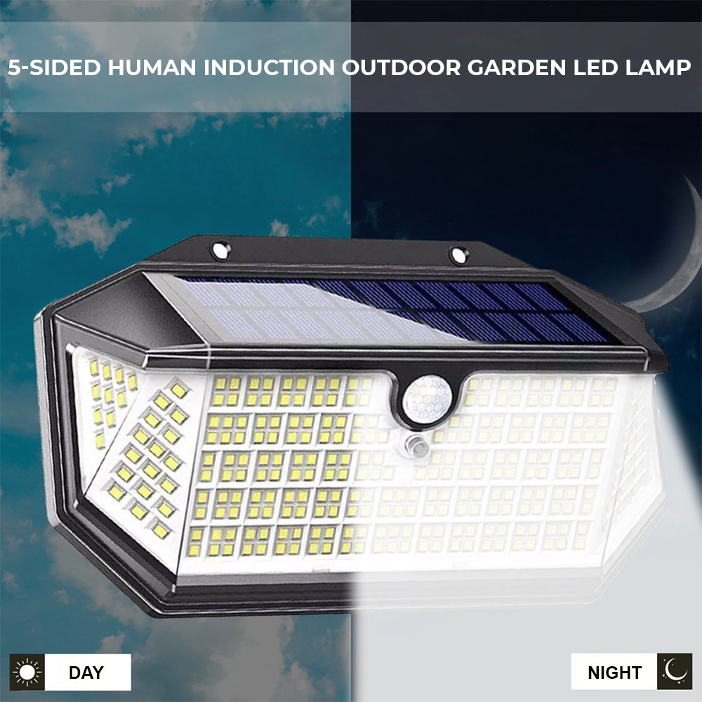 Dimnezz 5-Sided Human Induction Outdoor Garden LED Lamp V1003-DMS103-OSL120LED-BK-2PK