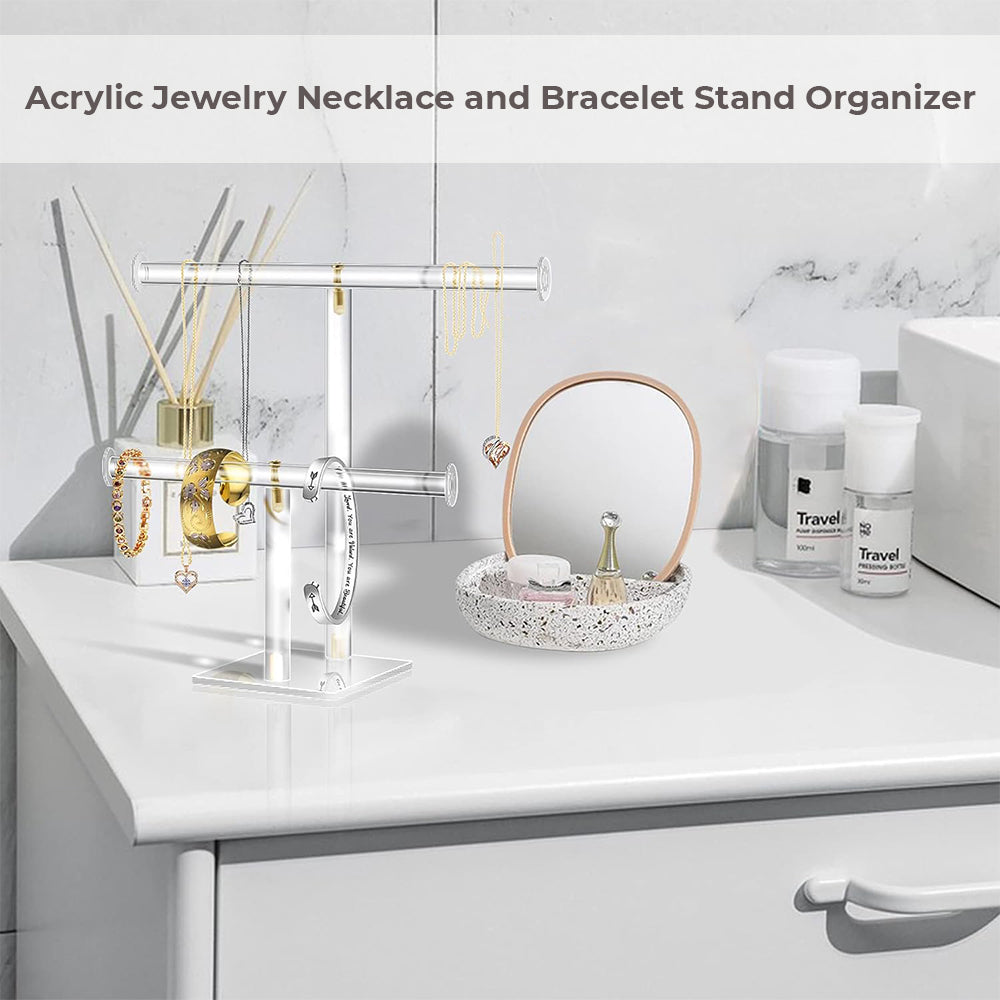 Fashyni Acrylic Jewelry Necklace and Bracelet Stand Organizer V1003-FNS102-JDH-CLR