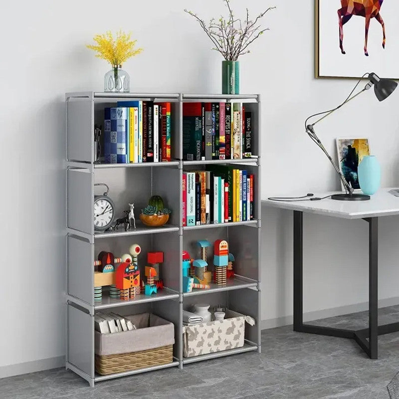 Hivvago 8 Grid Storage Rack Bookshelf Organizer Lightweight Durable Shelf V1003-HW-SBS004-GY