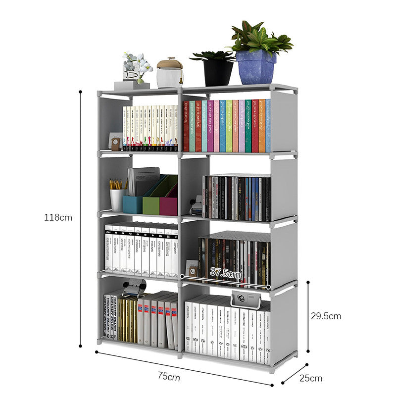 Hivvago 8 Grid Storage Rack Bookshelf Organizer Lightweight Durable Shelf V1003-HW-SBS004-GY