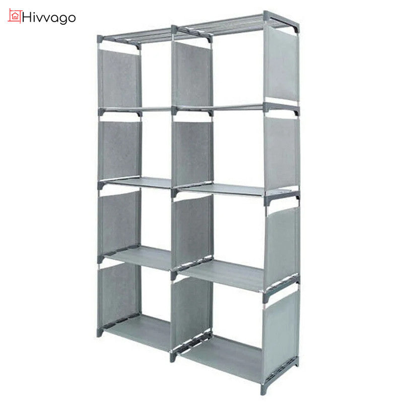 Hivvago 8 Grid Storage Rack Bookshelf Organizer Lightweight Durable Shelf V1003-HW-SBS004-GY