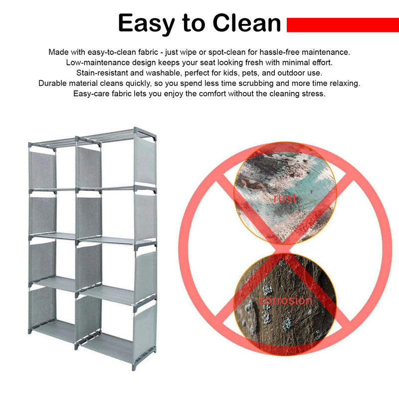 Hivvago 8 Grid Storage Rack Bookshelf Organizer Lightweight Durable Shelf V1003-HW-SBS004-GY