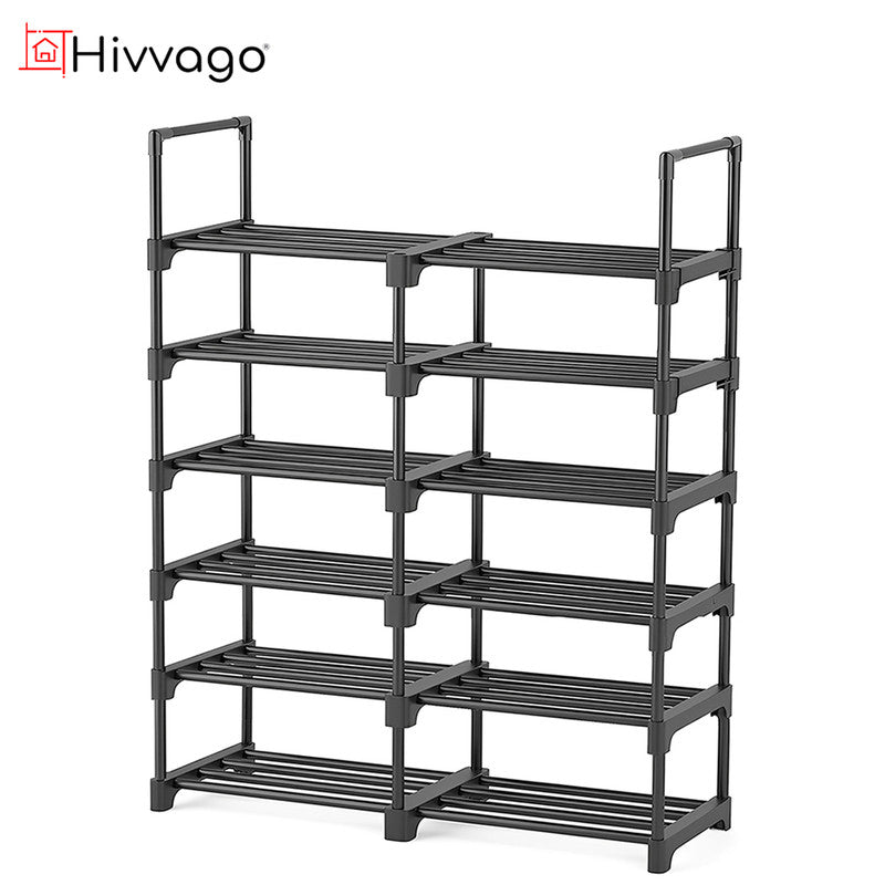 Hivvago 6 Tiers Shoe Rack Storage Organizer Shelf Adjustable Space Saver V1003-HW-SBS005-BK