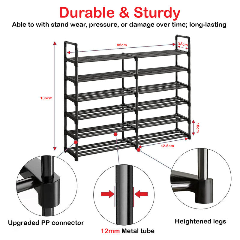 Hivvago 6 Tiers Shoe Rack Storage Organizer Shelf Adjustable Space Saver V1003-HW-SBS005-BK