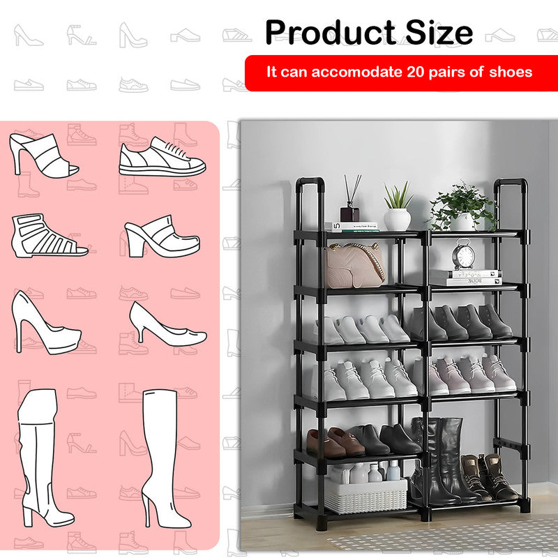 Hivvago 6 Tiers Shoe Rack Storage Organizer Shelf Adjustable Space Saver V1003-HW-SBS005-BK