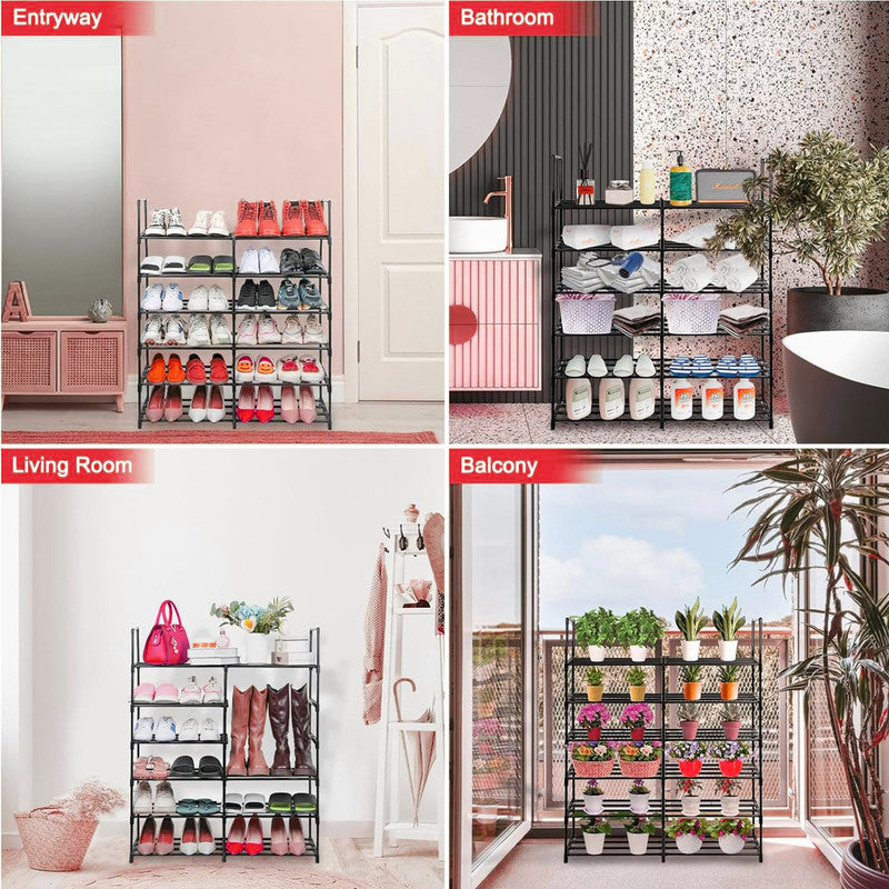 Hivvago 6 Tiers Shoe Rack Storage Organizer Shelf Adjustable Space Saver V1003-HW-SBS005-BK