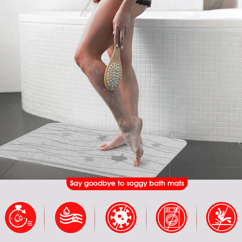 Hivvago Diatomaceous Earth Stone Bath Mat Fast Drying Non Slip Bathroom Mat V1003-HW-SBS006-GY